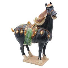 Large Chinese Tang Dynasty Style Sancai Glazed Pottery Horse, circa 1930