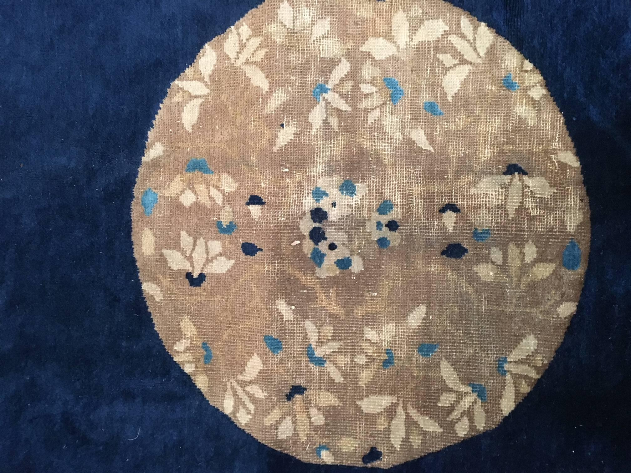 Large Antique Peking Carpet of Imperial Blue Color For Sale 1