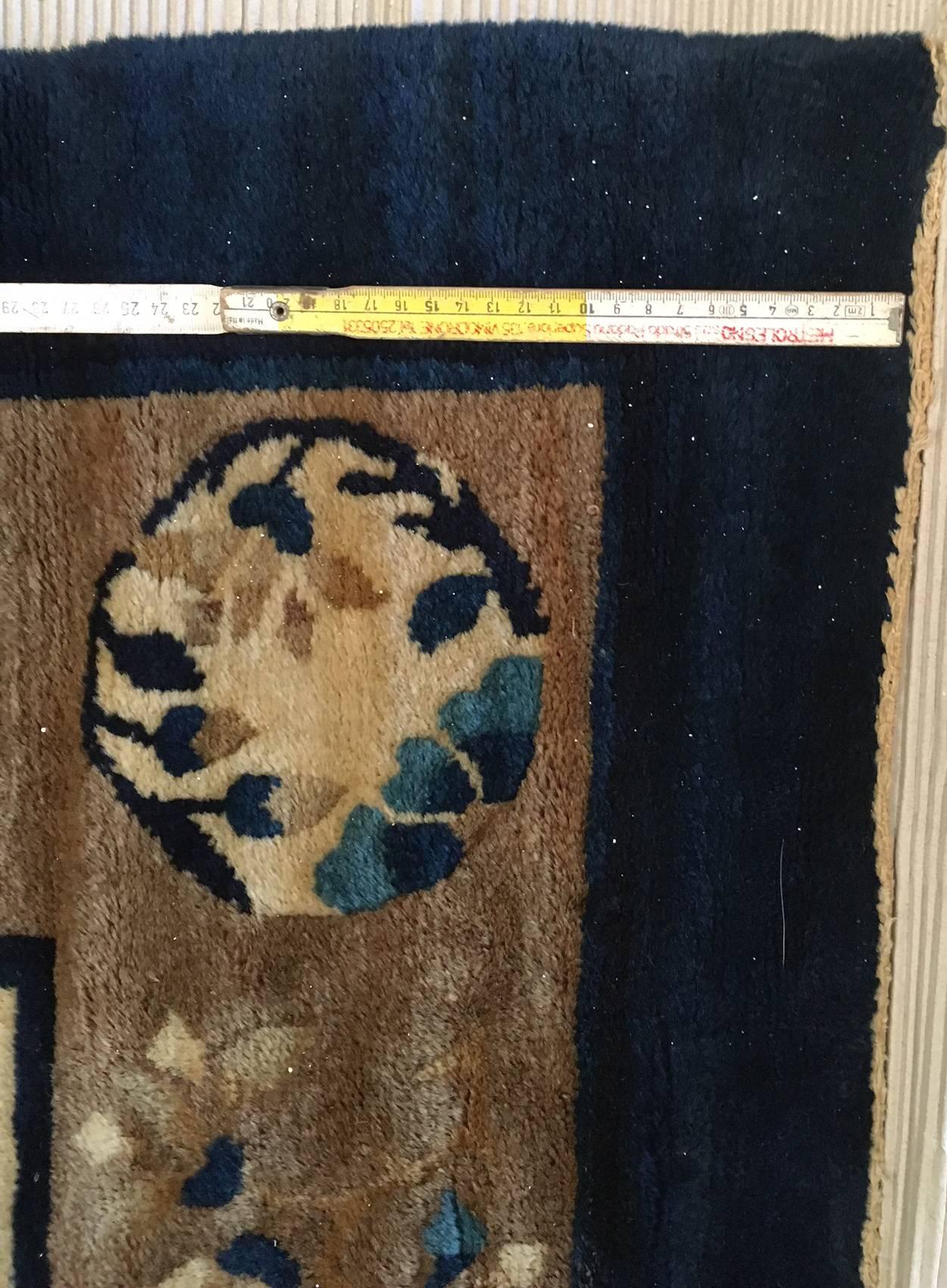 Large Antique Peking Carpet of Imperial Blue Color For Sale 2