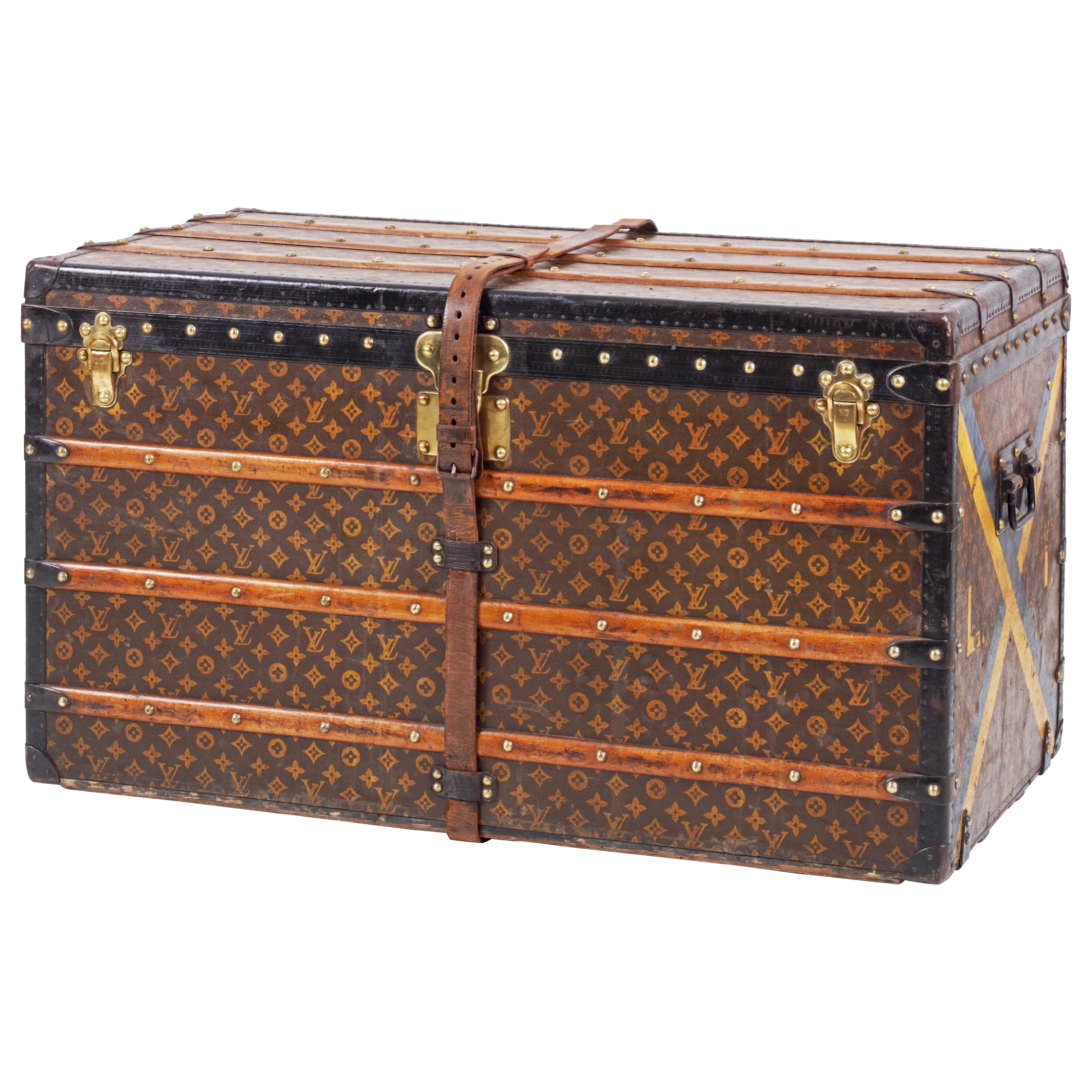 A large classic Louis Vuitton steamer trunk