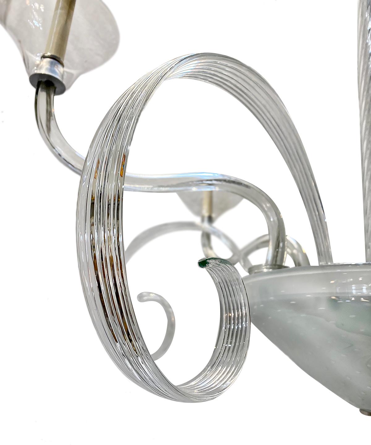 Europeo Grande lampadario di Murano in vetro trasparente in vendita
