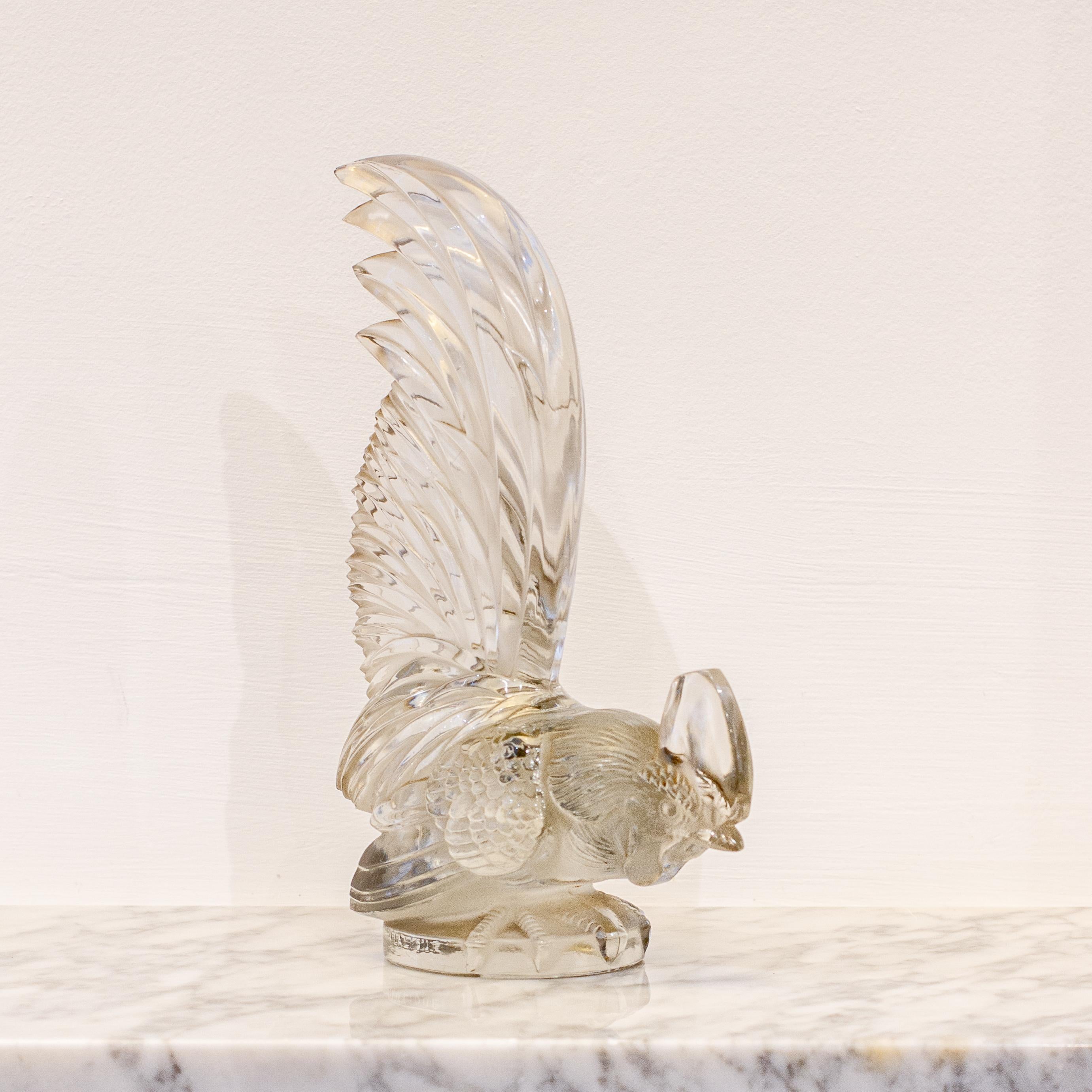 glass cockerel car mascot