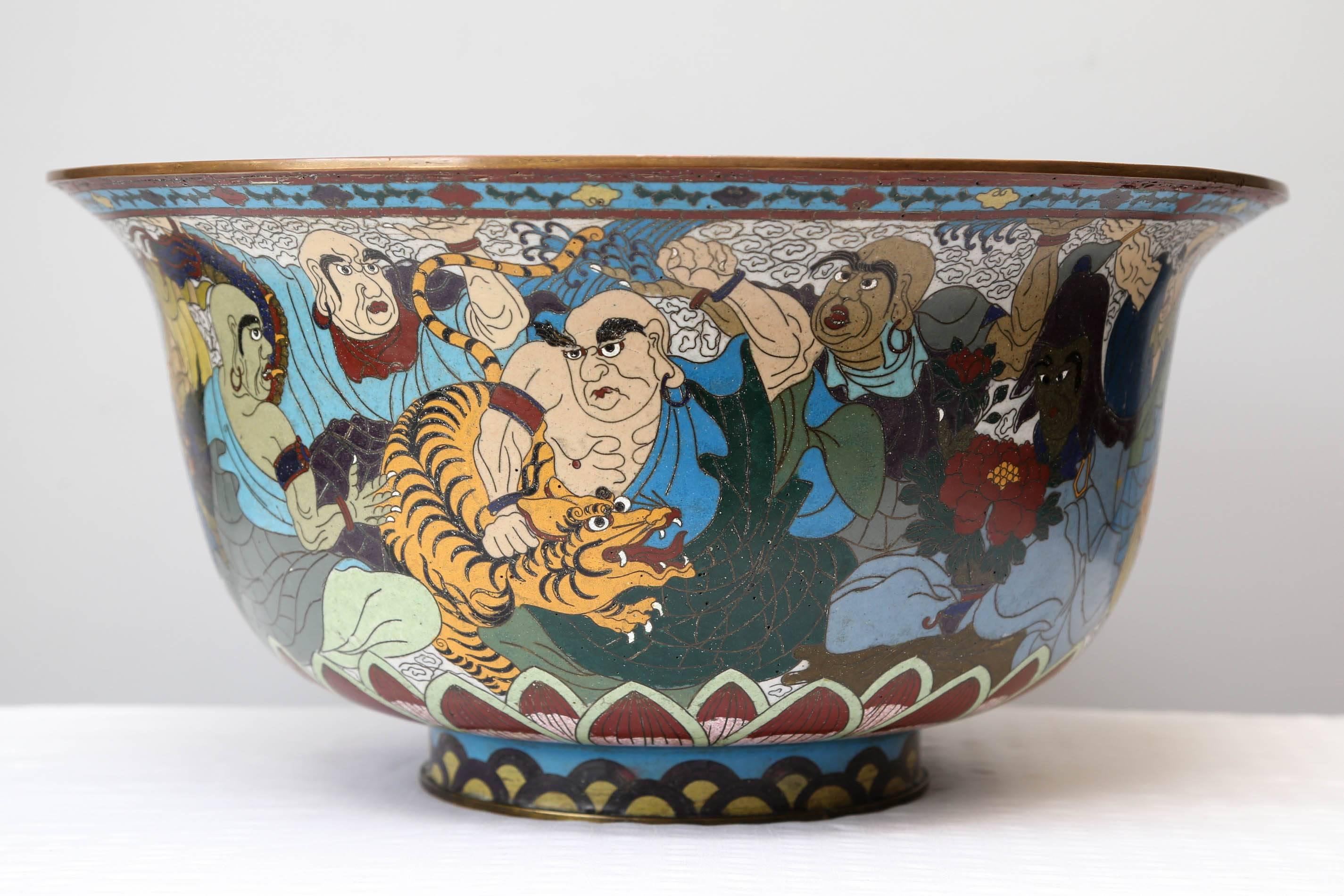 Large Cloisonné Enameled Chinese, Early 20th Century Bowl (Chinoiserie)