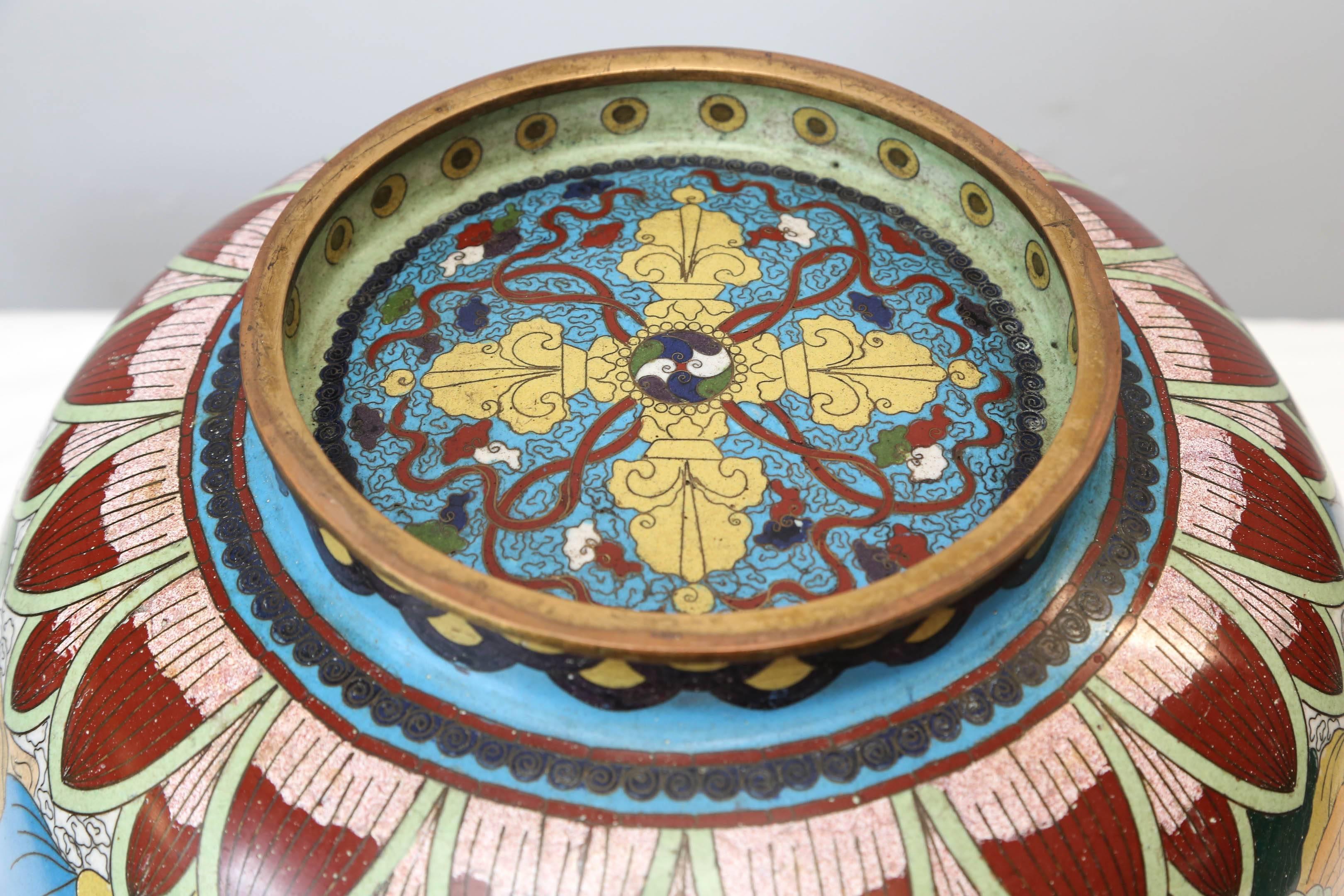 Large Cloisonné Enameled Chinese, Early 20th Century Bowl 1
