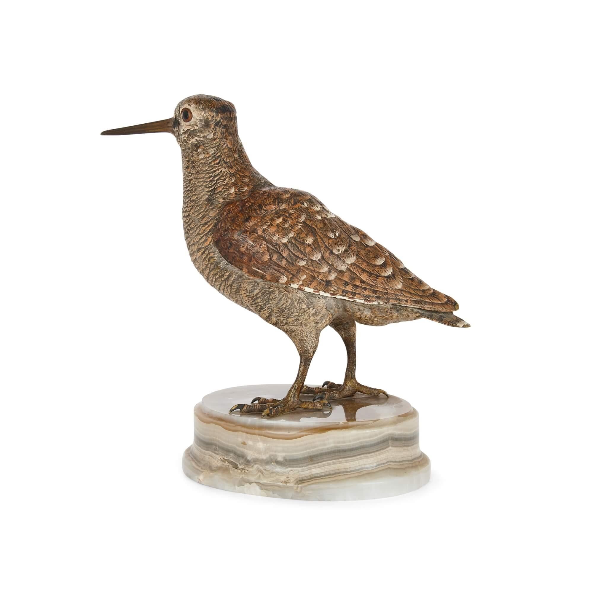 A large cold painted bronze Viennese model of a woodcock by Bergman
Austrian, c.1910
Measures: Height 21cm, width 23cm, depth 10.5cm

Produced in the foundry of Franz Xaver Bergman in Vienna in the early years of the twentieth century, this