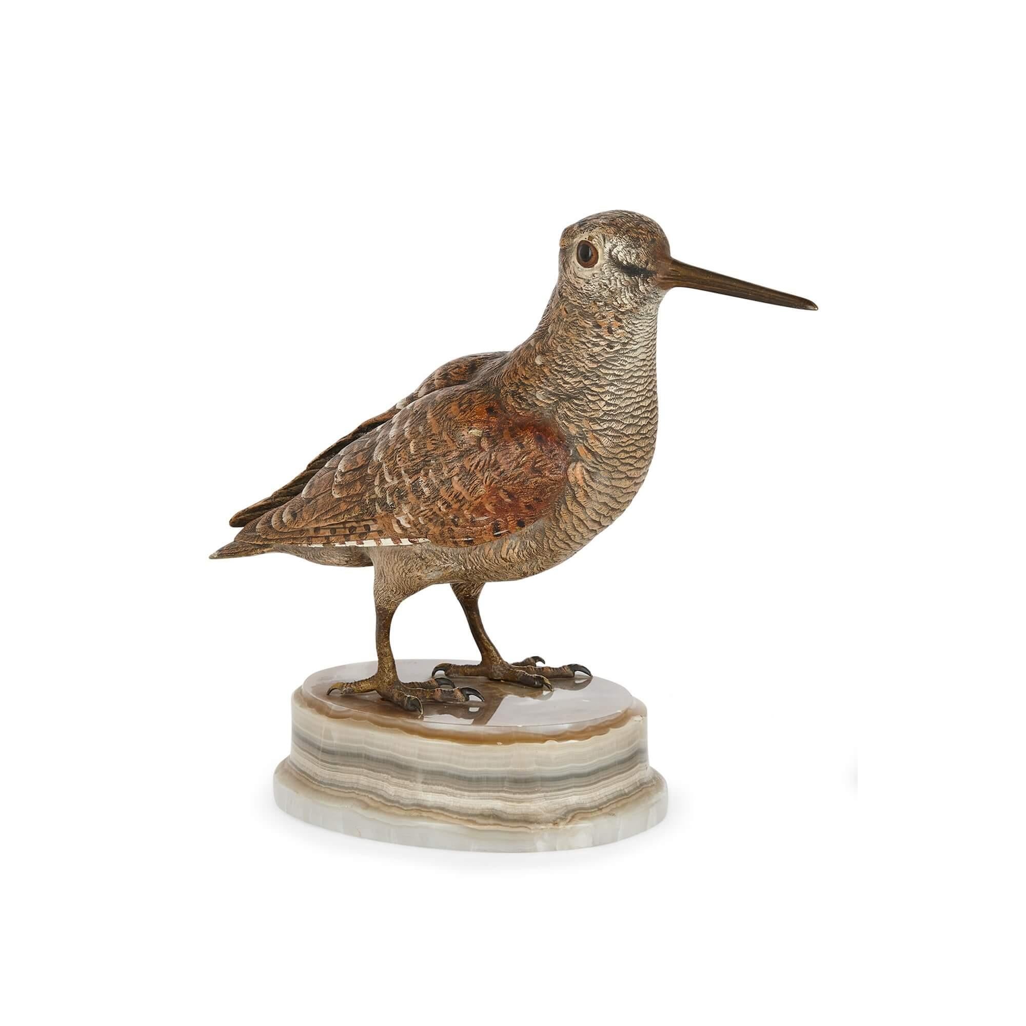 Austrian Large Cold Painted Bronze Viennese Model of a Woodcock by Bergman