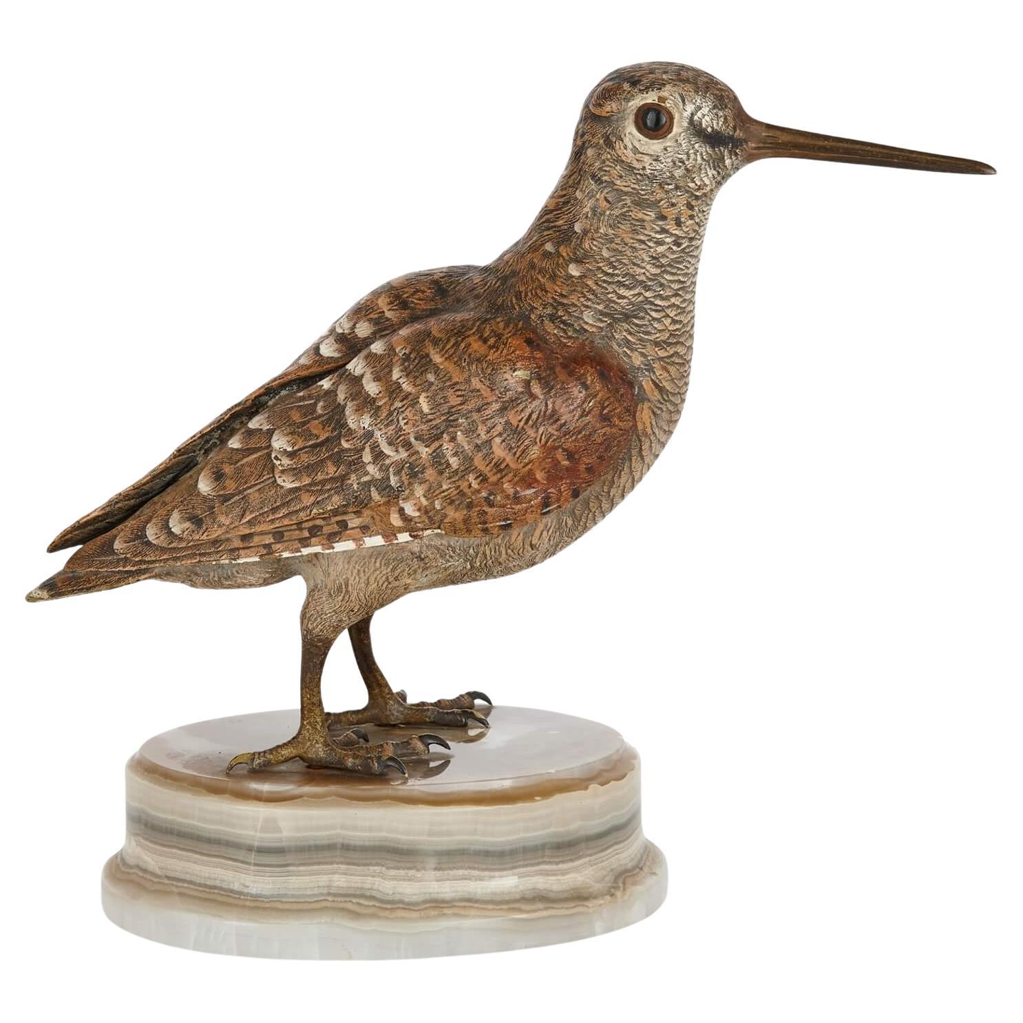 Large Cold Painted Bronze Viennese Model of a Woodcock by Bergman
