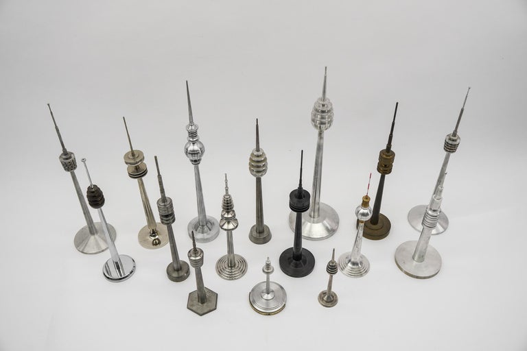Large Collection of 16 Different TvTowers Made in Metal, Steel and