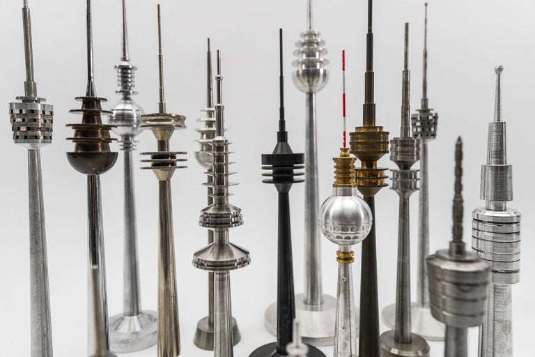 A Large Collection of 16 Different TVTowers made in Metal, Steel and