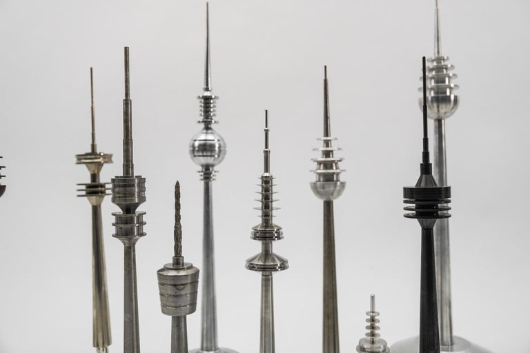A Large Collection of 16 Different TVTowers made in Metal, Steel and