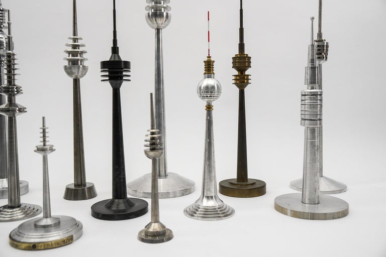 Large Collection of 16 Different TvTowers Made in Metal, Steel and