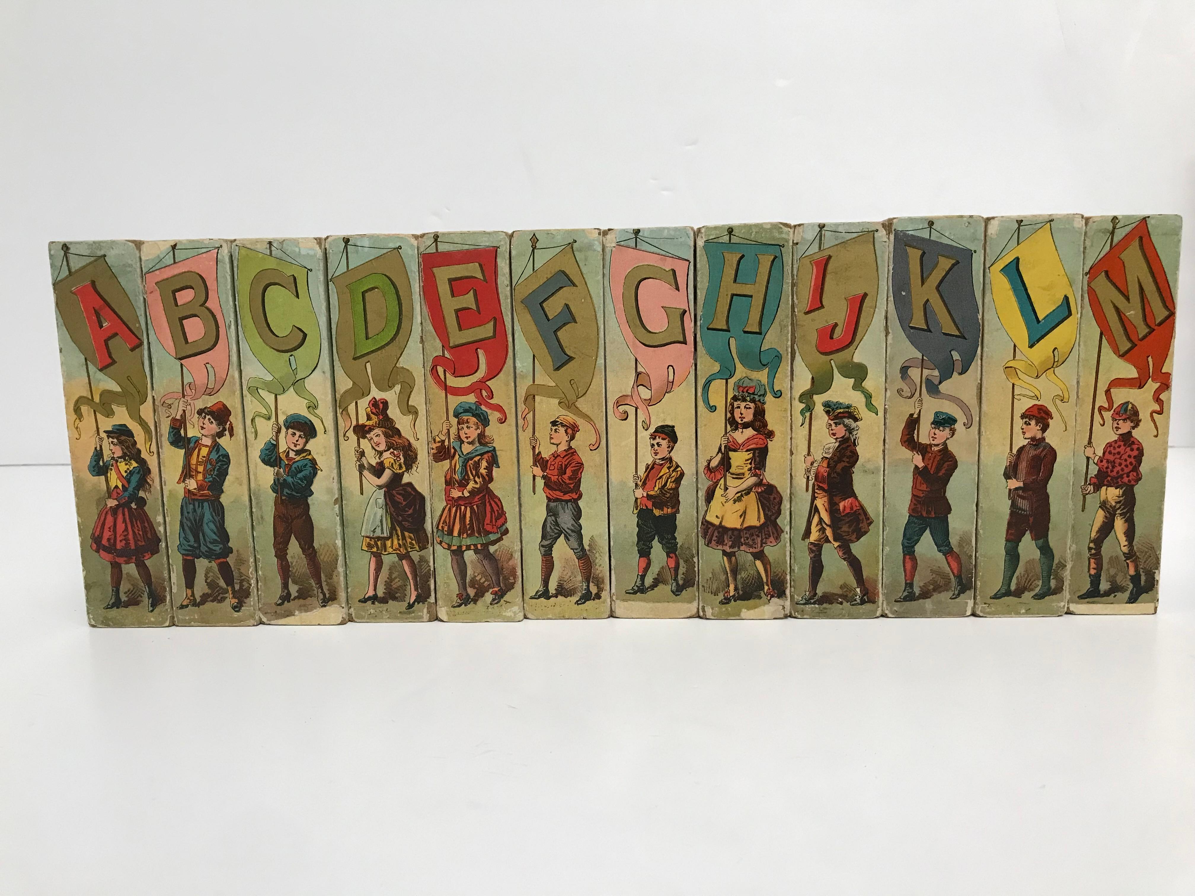 A Large Complete 1890's Set of McLoughlin Bros Picture Blocks with Storage Box 3