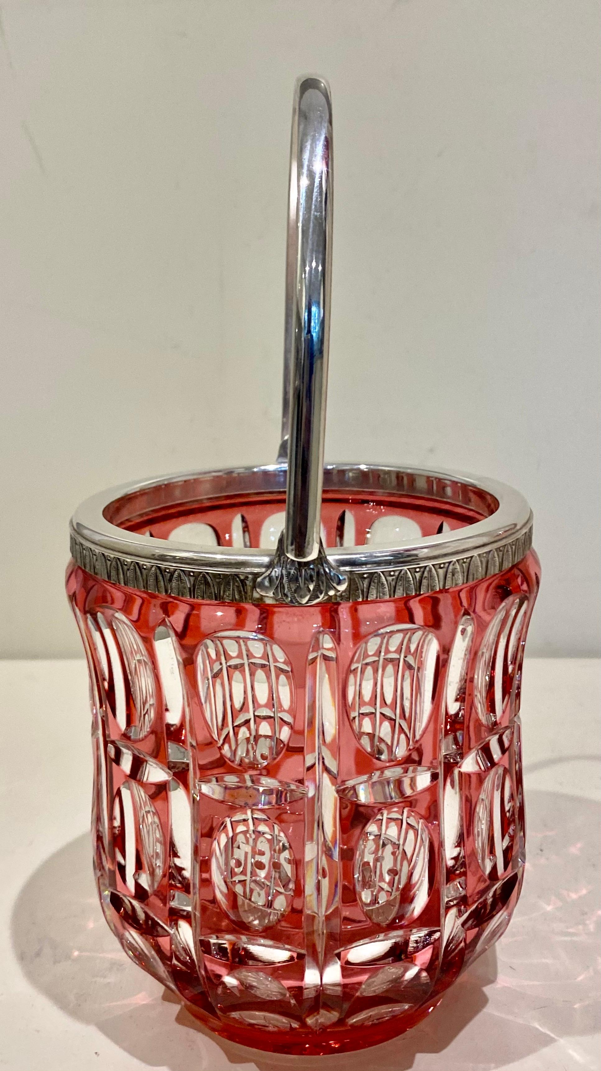 Large Cranberry Cut Glass & Silver Cocktail Set For Sale 1