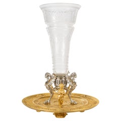 A Large Crystal, Ormolu and Silvered Bronze Centrepiece Vase, Napoleon III.