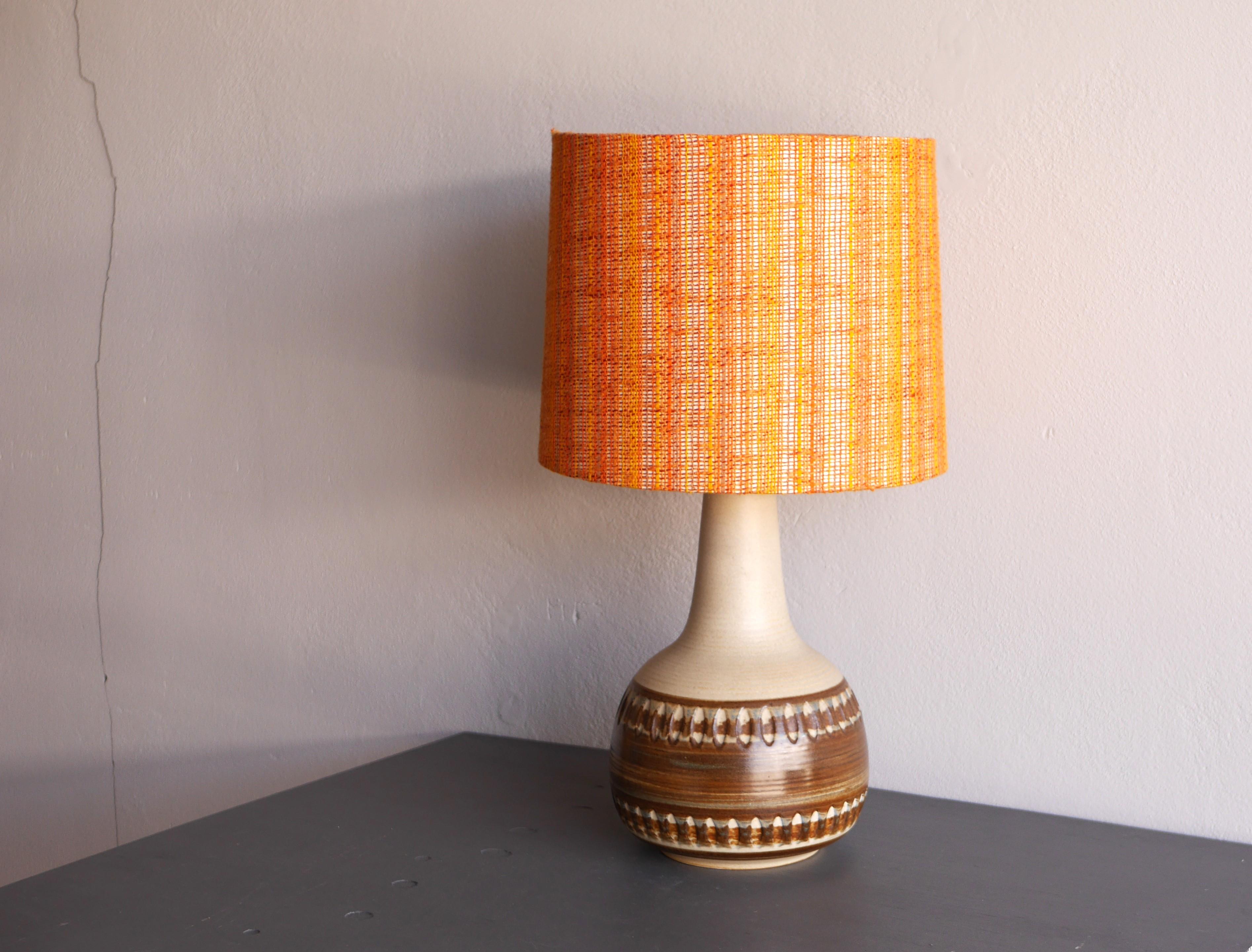 A large Danish Mid-century modern Pottery Table Lamp from Søholm, 1970s 5