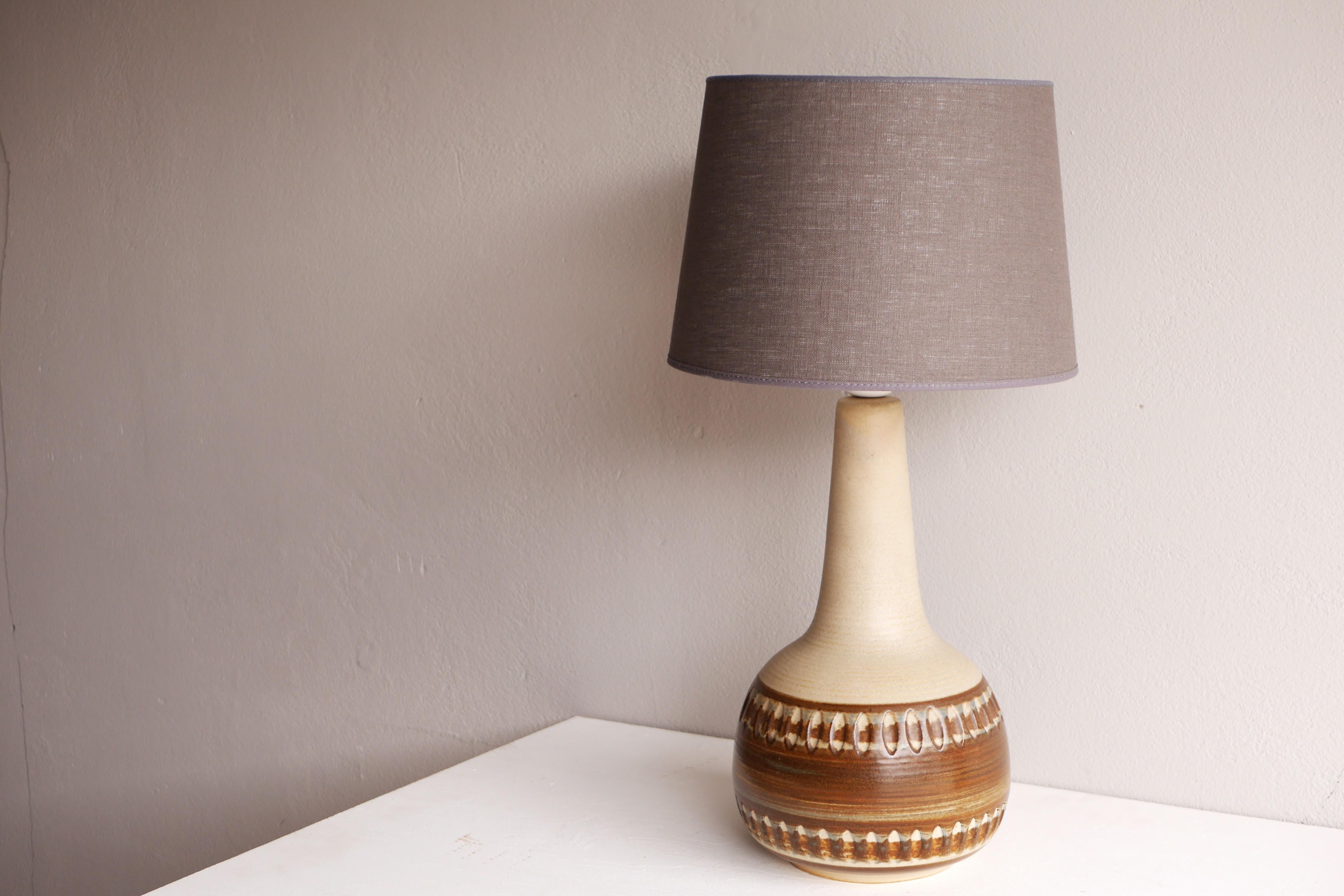 Hand-Crafted A large Danish Mid-century modern Pottery Table Lamp from Søholm, 1970s