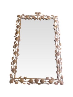 Large Decorative 1950s Metal Mirror with Oak Leaves and Acorn Surround Frame