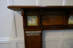 Large Decorative Victorian Mahogany Tiled Fireplace