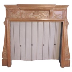Large Decorative Victorian Pine Fireplace