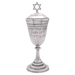 Grand gobelet Kiddush américain consacré avec couvercle, vers 1900