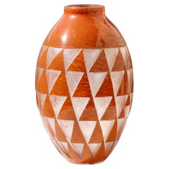 Large Degue Art Deco Acid-Etched Glass Vase