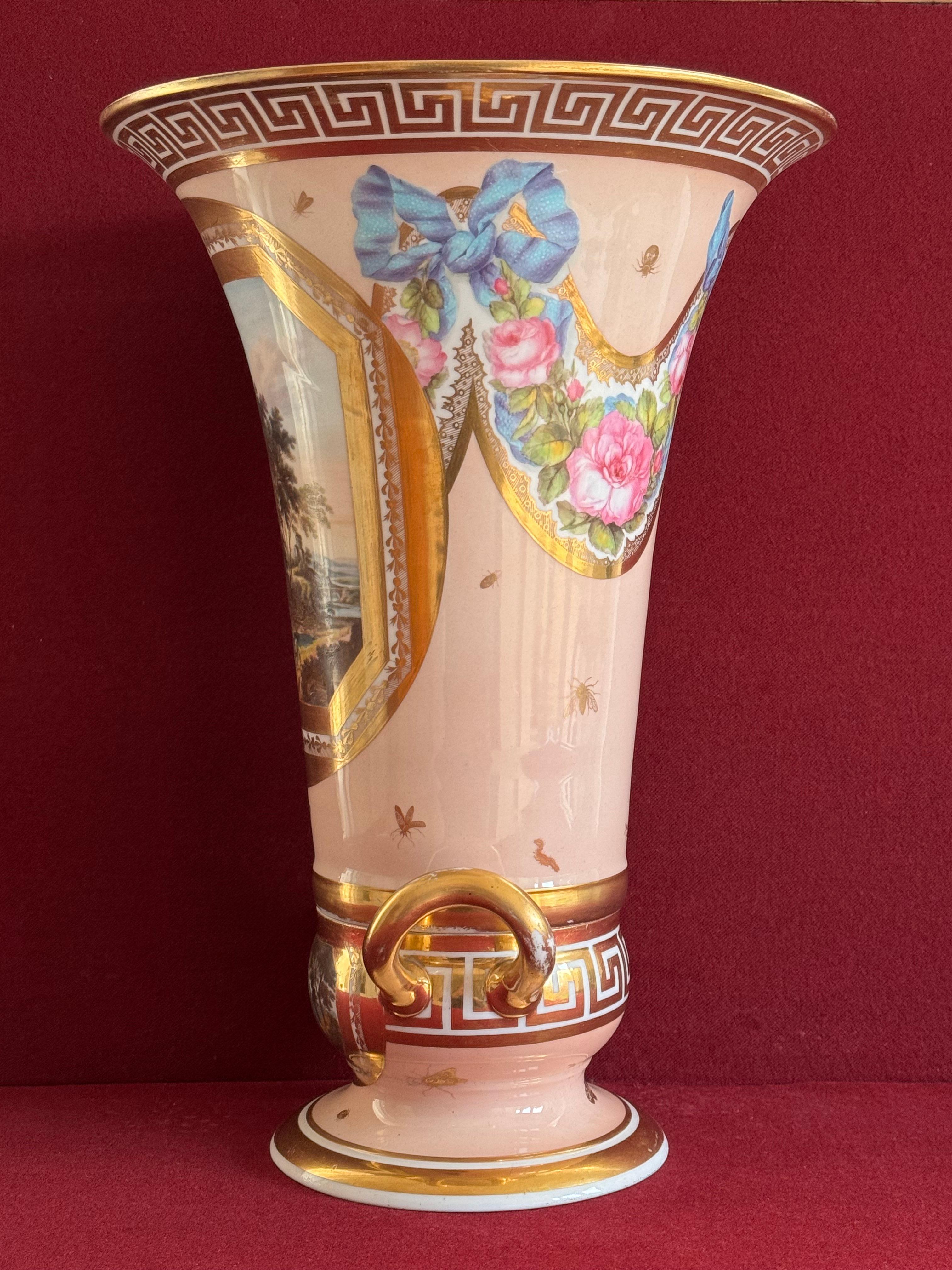 British A large Derby Porcelain Vase decorated by John Brewer c.1810 For Sale