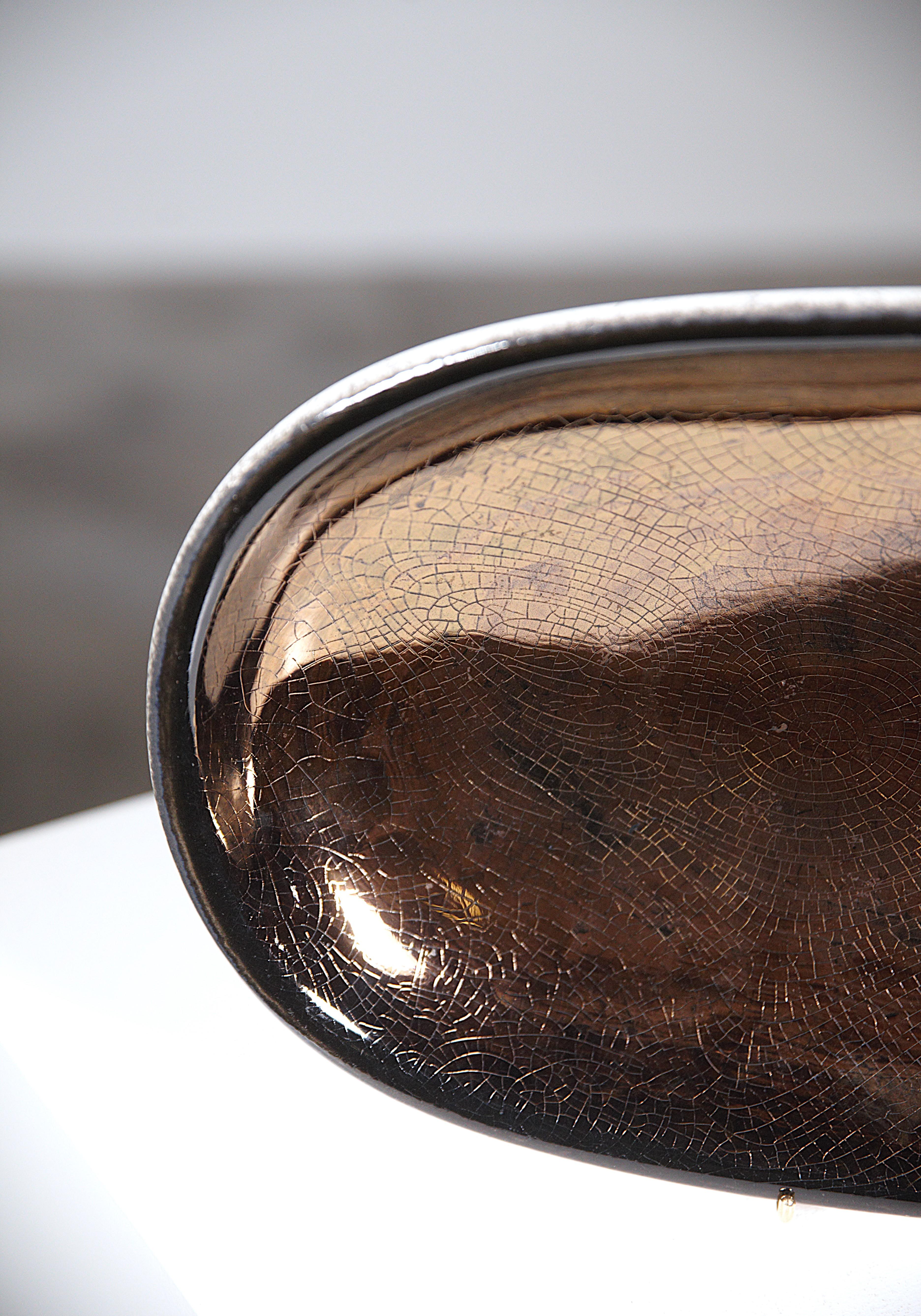 A Large Gold Bowl by Denise Gatard France 1960'ss In Good Condition For Sale In HYÈRES, FR