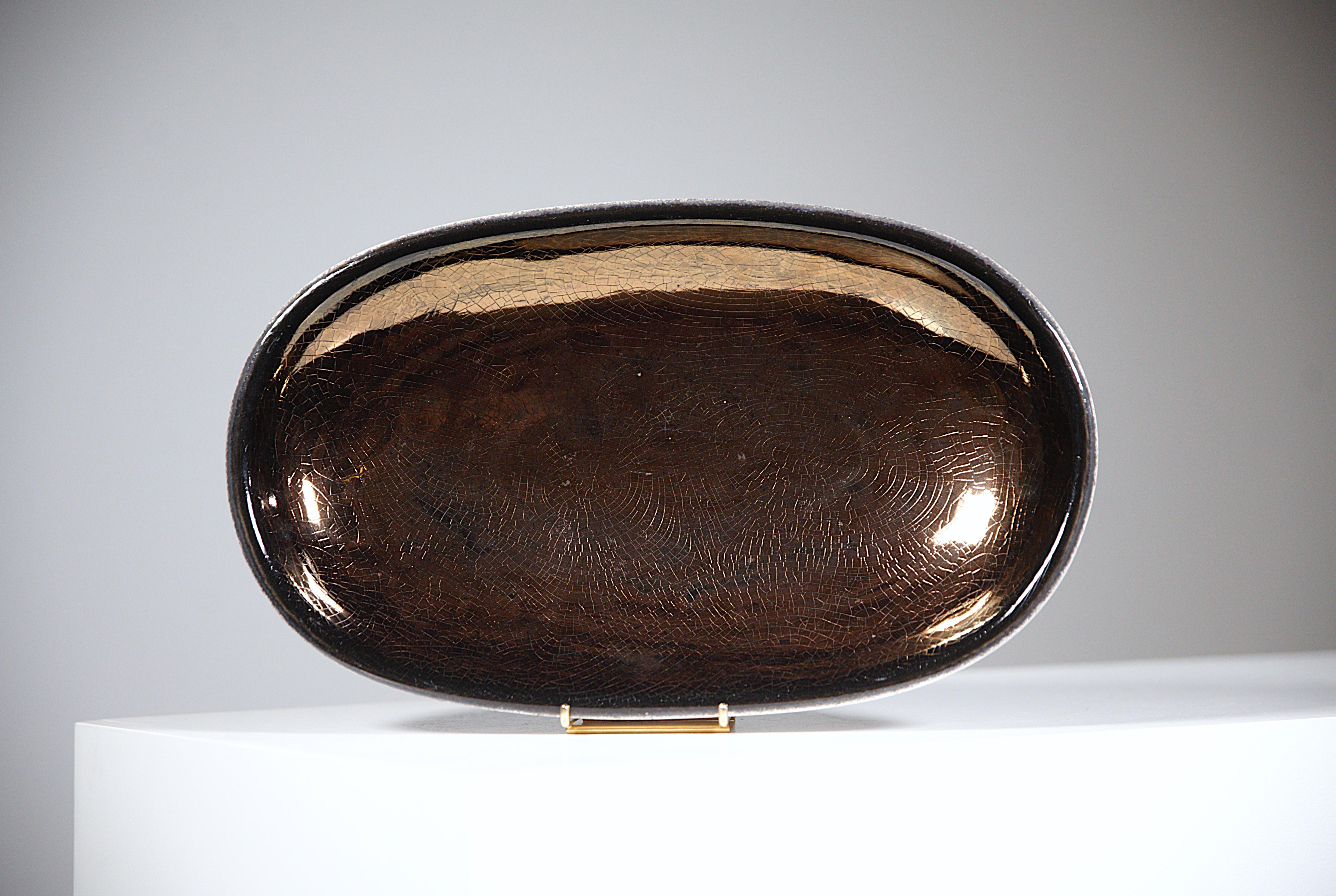 Ceramic A Large Gold Bowl by Denise Gatard France 1960'ss For Sale