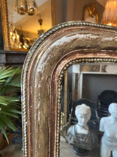 A Large Distressed Antique French Louis Philippe Gold Gilt Mirror