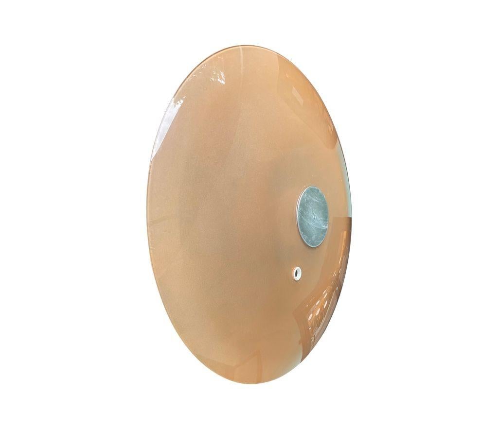 A large dusty pink concave framed circular mirror in the Style of Max Ingrand For Sale 6