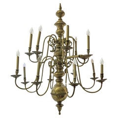 A Large Dutch Brass Chandelier