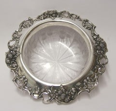 Large Early 20th Century Tiffany & Co. Silver Mounted Intaglio Cut Glass Bowl