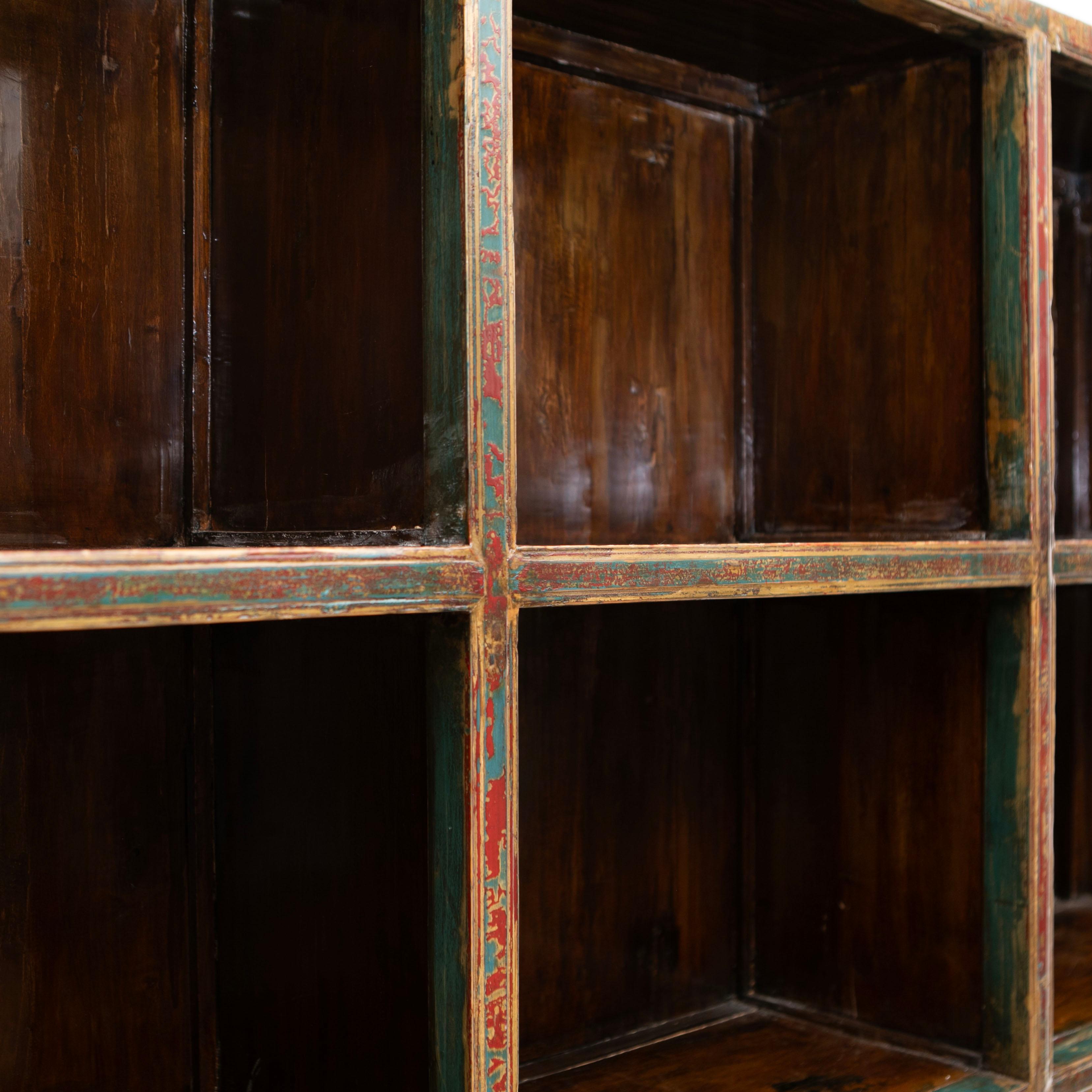 Chinese A large early 20th-century  Lacquered Elm Wood Bookcase  For Sale