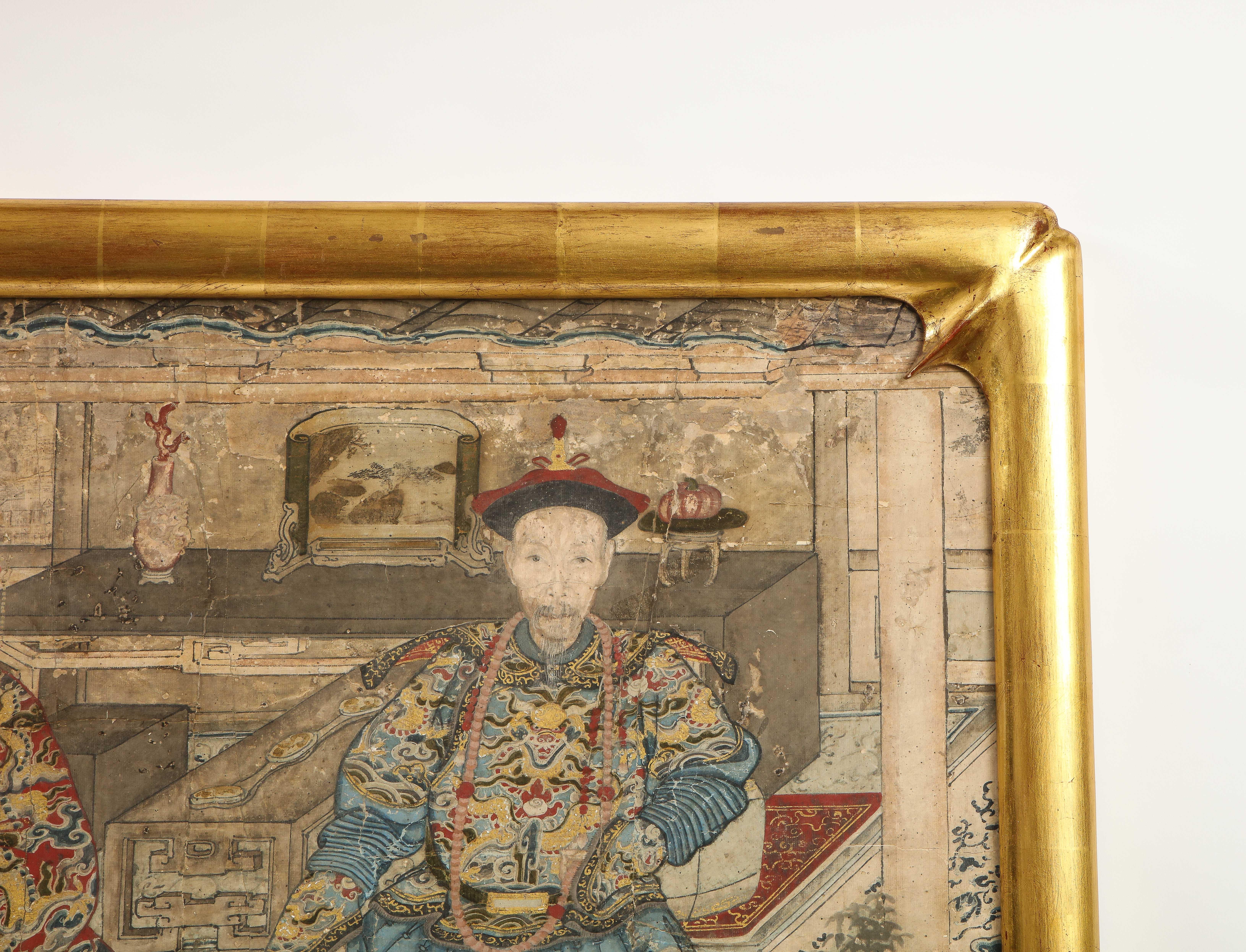 A Large Early Chinese Upper Nobility Ancestral Portrait Painting on Paper For Sale 4