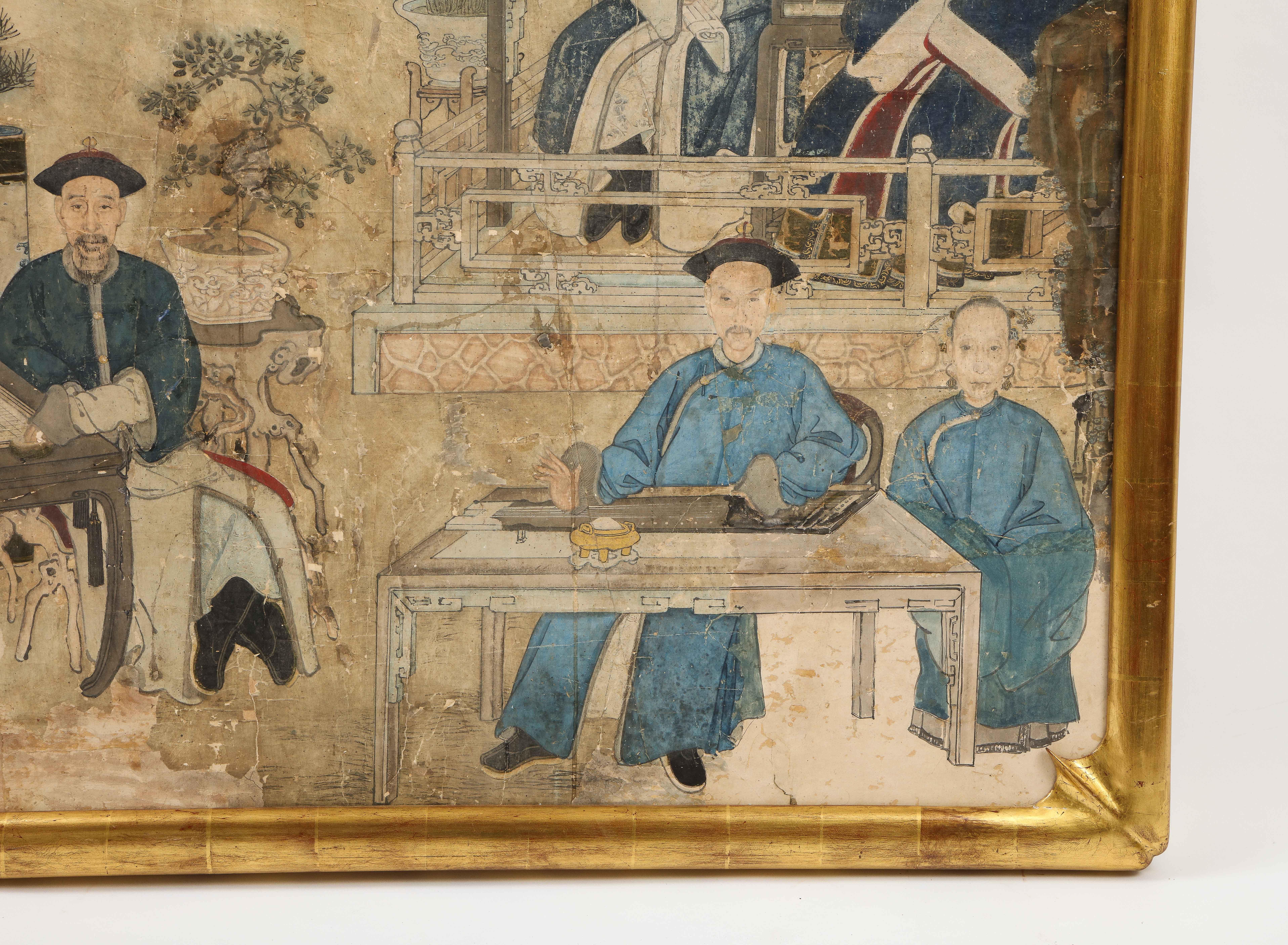A Large Early Chinese Upper Nobility Ancestral Portrait Painting on Paper For Sale 5