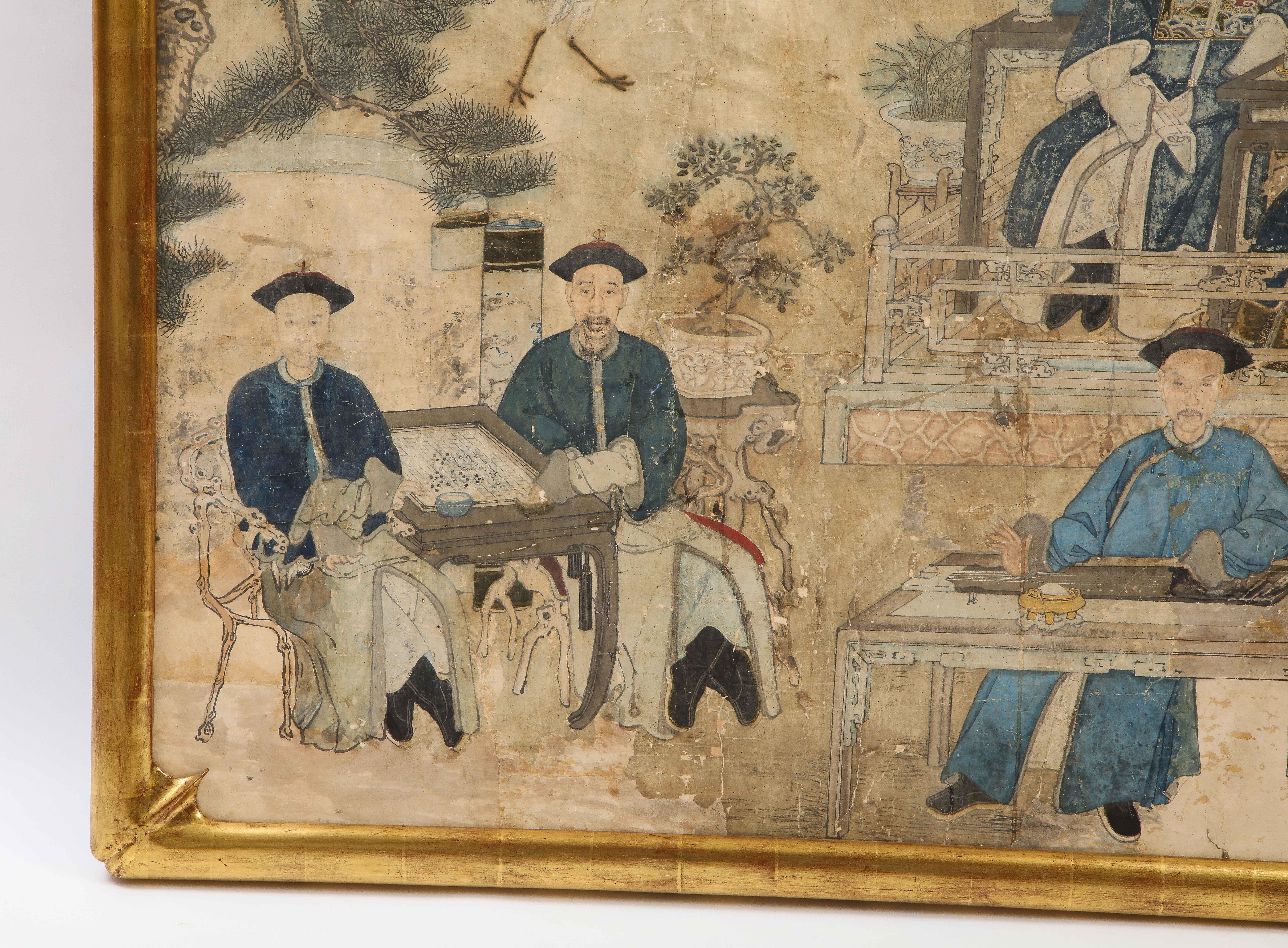 Hand-Painted A Large Early Chinese Upper Nobility Ancestral Portrait Painting on Paper For Sale