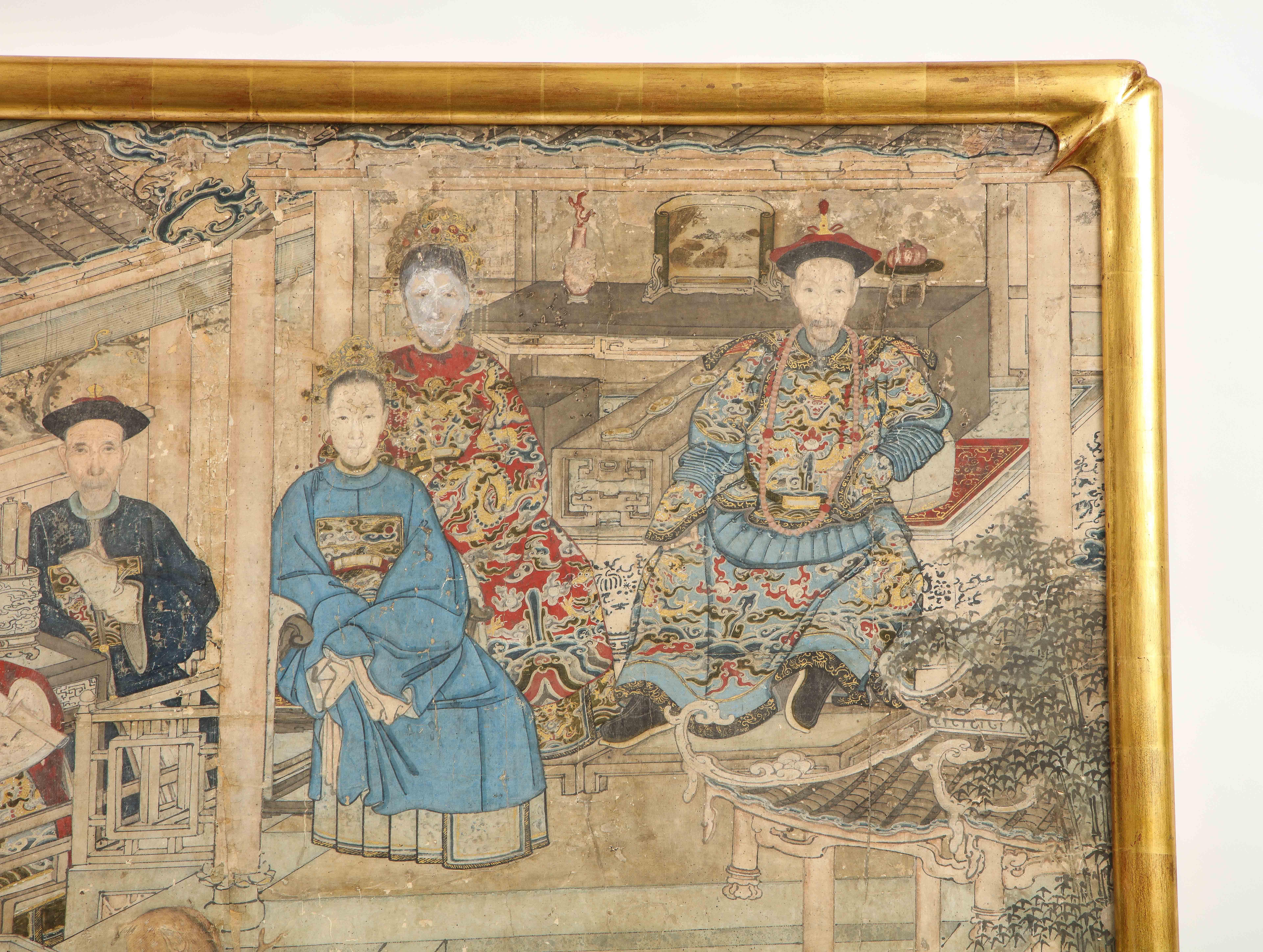 19th Century A Large Early Chinese Upper Nobility Ancestral Portrait Painting on Paper For Sale