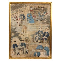 Antique A Large Early Chinese Upper Nobility Ancestral Portrait Painting on Paper