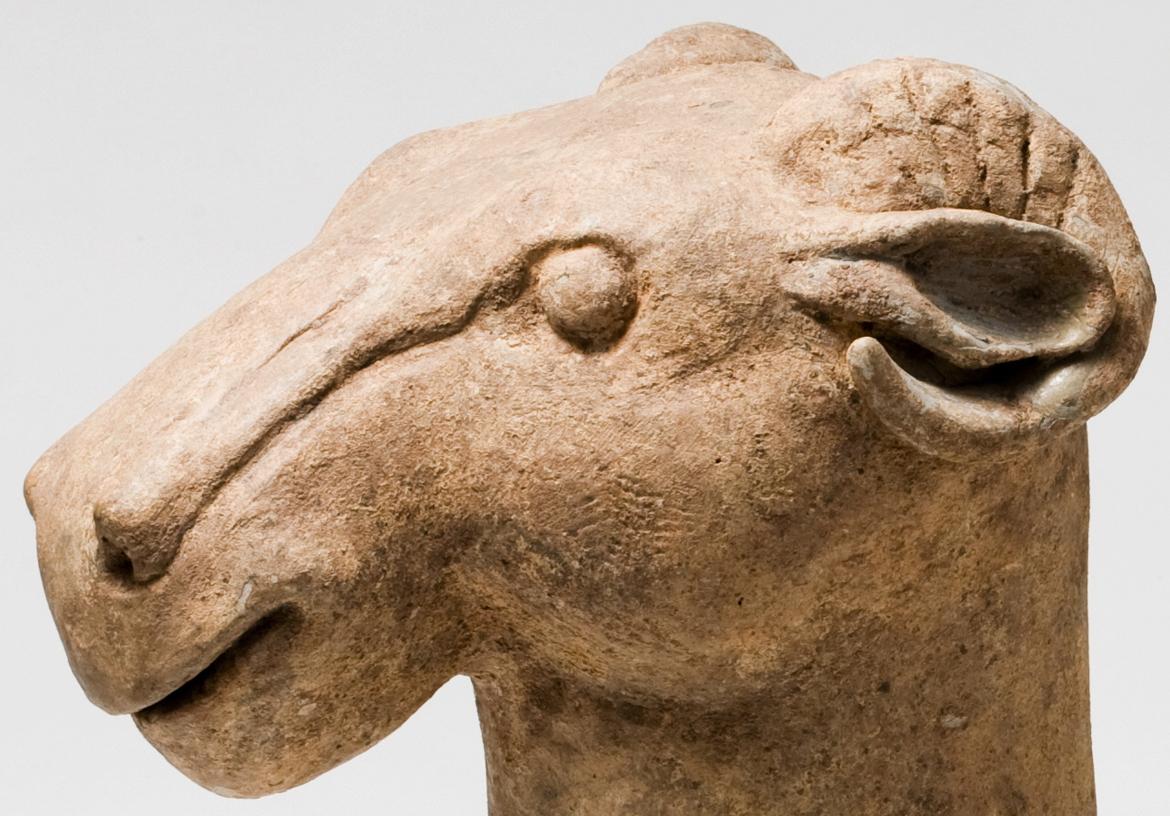 Cinese Una grande capra di terracotta della dinastia Han (206 a.C. - 220 d.C.) in vendita