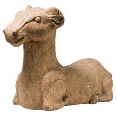 Grande chèvre en terre cuite de la Dynasty Han (206 BC à 220 AD)