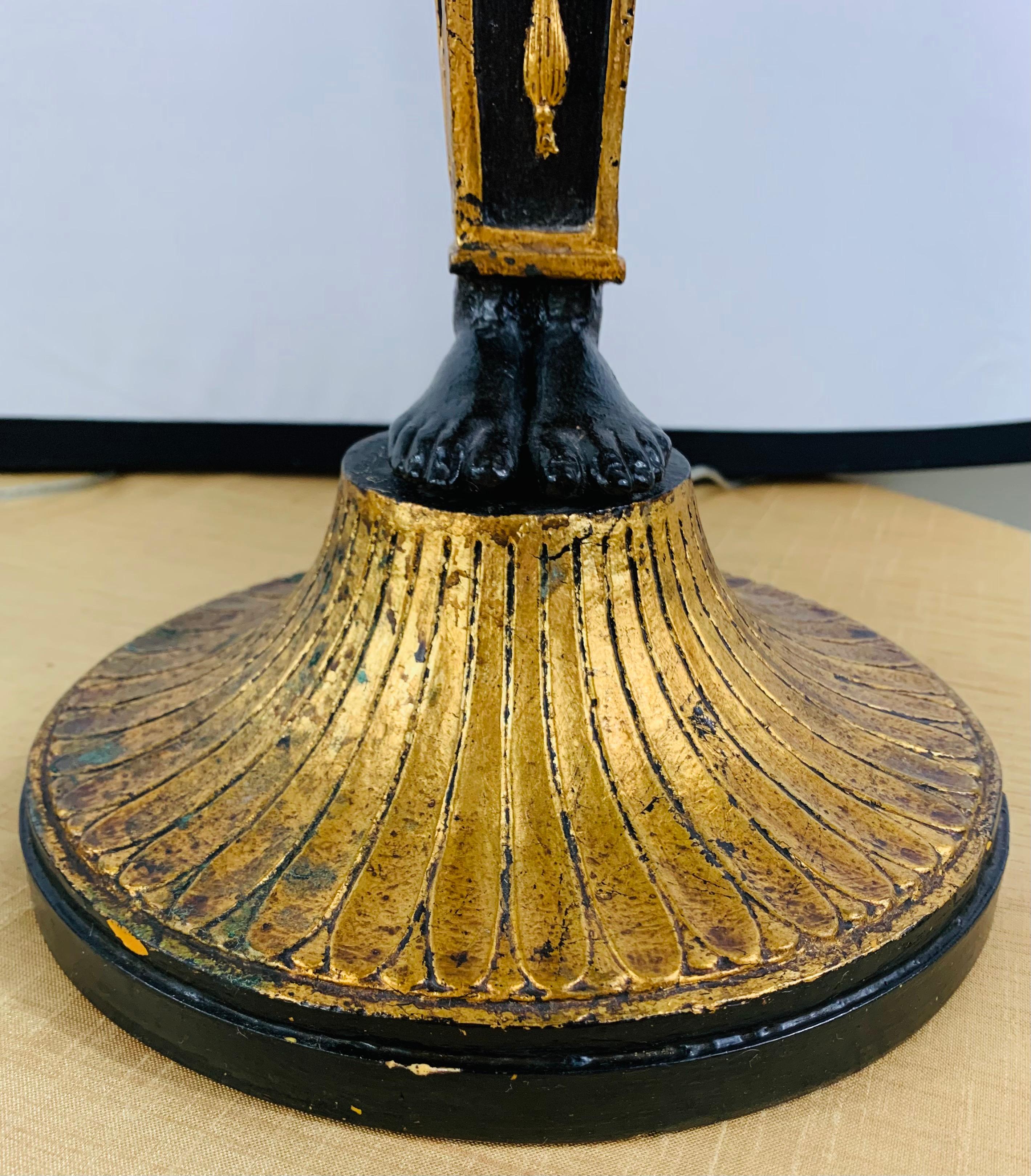 Large Ebonized and Gilded Pharaoh Table Lamp, a Pair For Sale 8