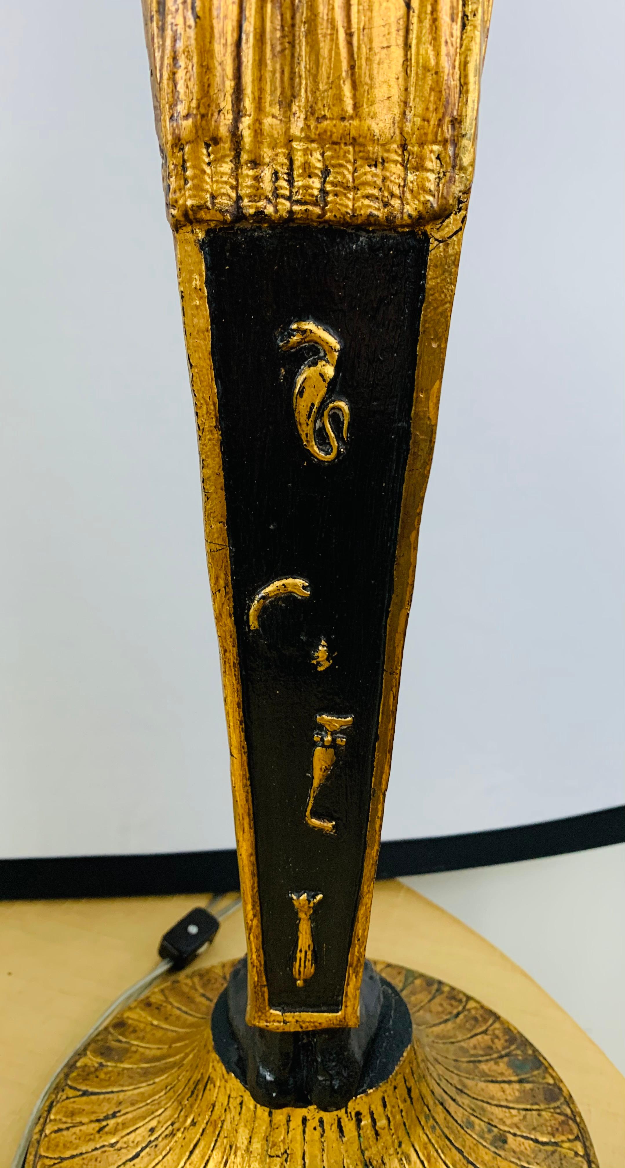 Large Ebonized and Gilded Pharaoh Table Lamp, a Pair For Sale 9