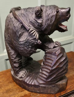 A Large Edwardian Carving of a Bear in Linden Wood This is an impressive piece