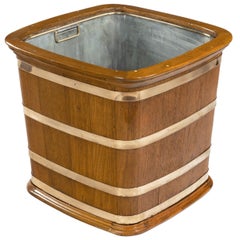 Gran caja de leña eduardiana de teca y cobre