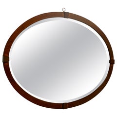 Large Edwardian Inlaid Mahogany Oval Mirror