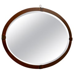 Large Edwardian Inlaid Mahogany Oval Mirror