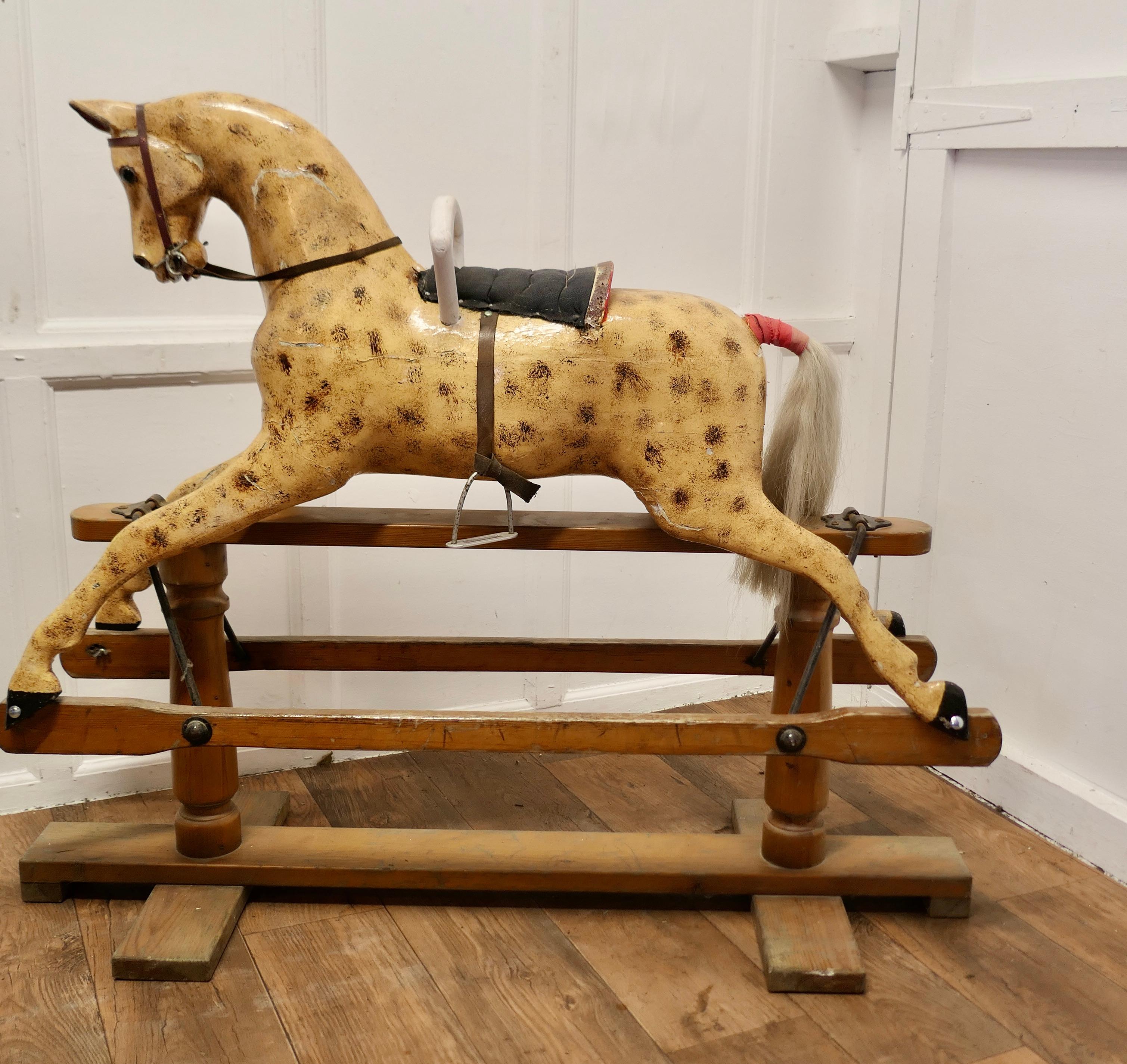 Folk Art A Large Edwardian Rocking Horse  A handsome galloper 