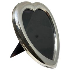 Antique Large Edwardian Sterling Silver Heart Shaped Photograph Frame