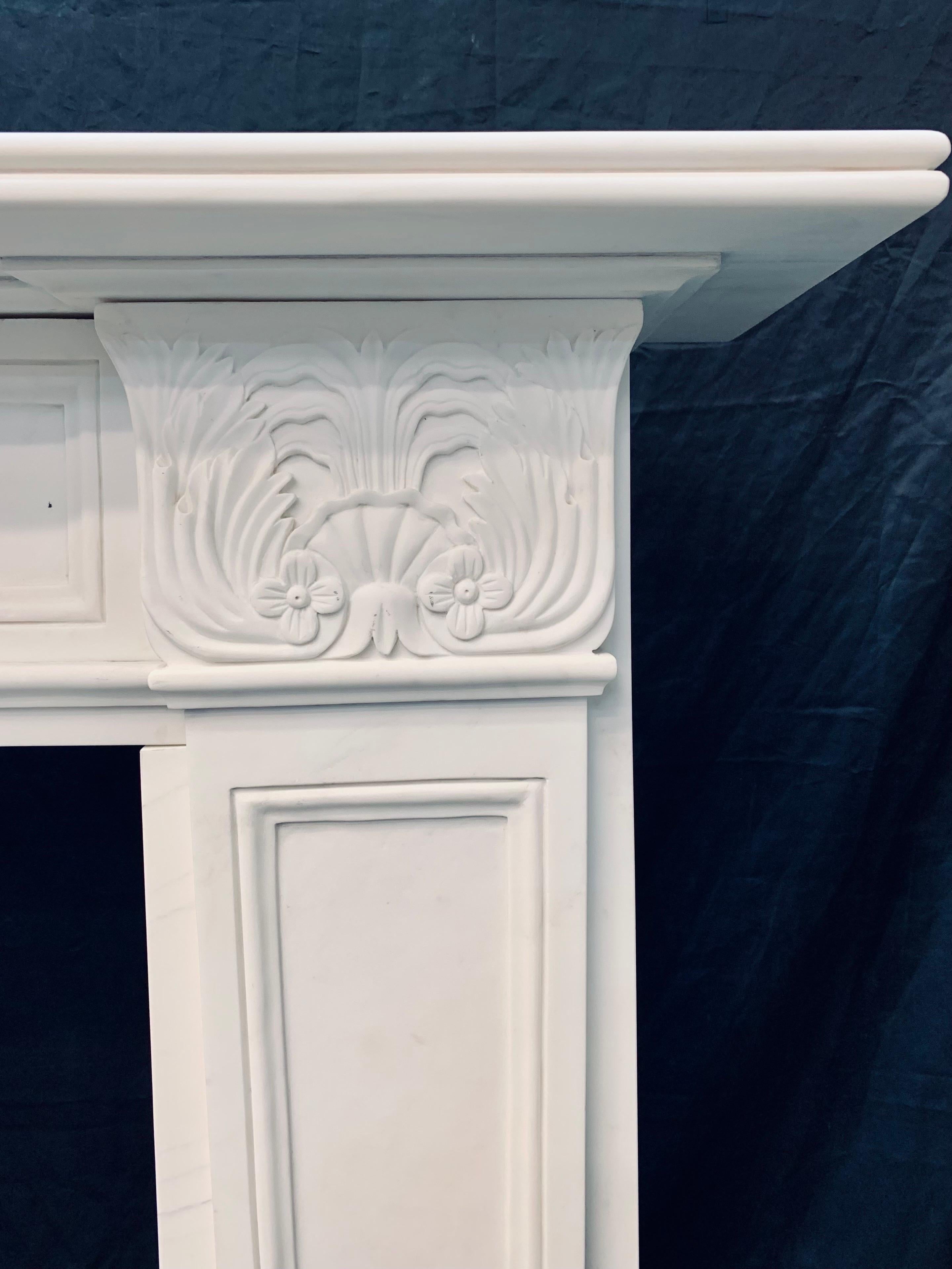 Large Egyptian Revival Manner Statuary Marble Fireplace Surround In Good Condition For Sale In Edinburgh, GB