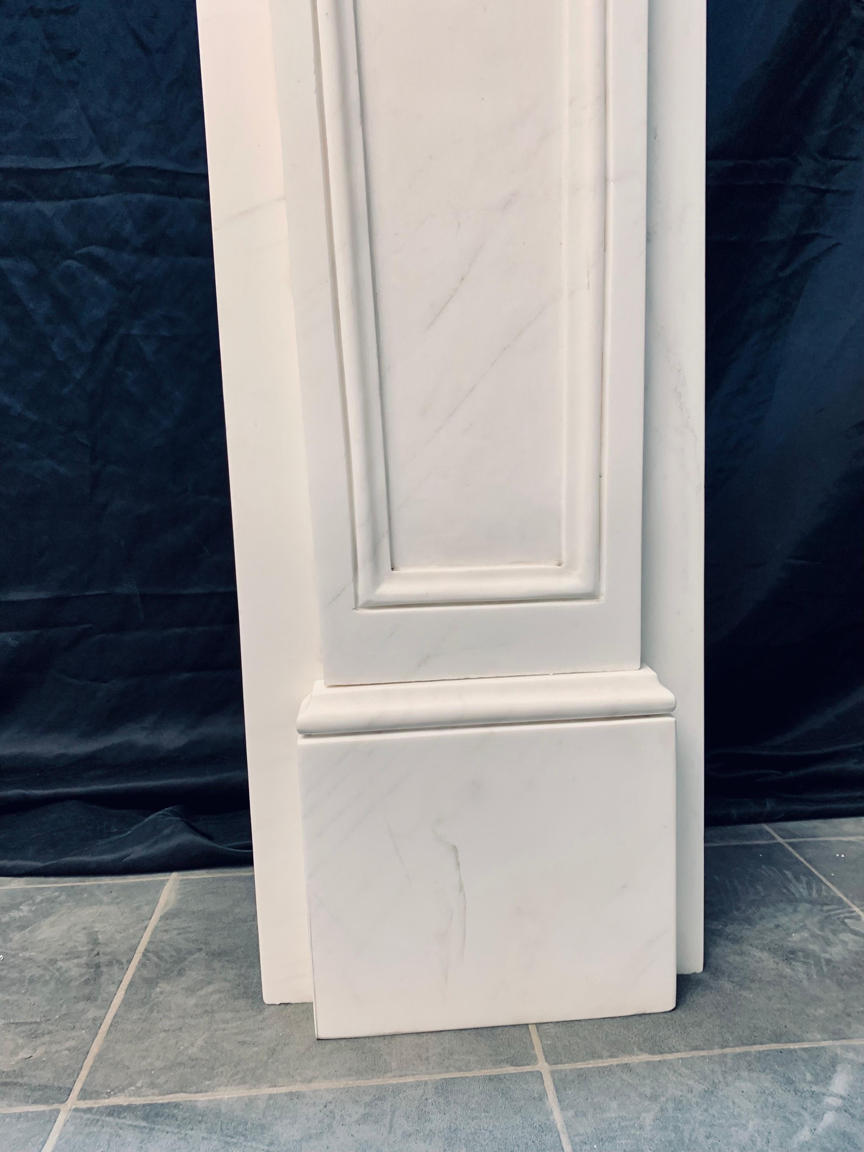 Mid-20th Century Large Egyptian Revival Manner Statuary Marble Fireplace Surround For Sale